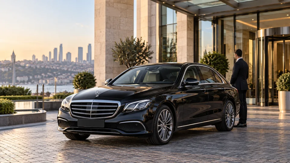 İstanbul'da otel önünde şoförlü siyah Mercedes E-Class — temsili görsel