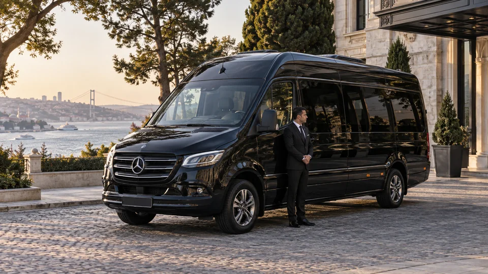 Grup ulaşımı için İstanbul'da şoförlü Mercedes Sprinter — temsili görsel