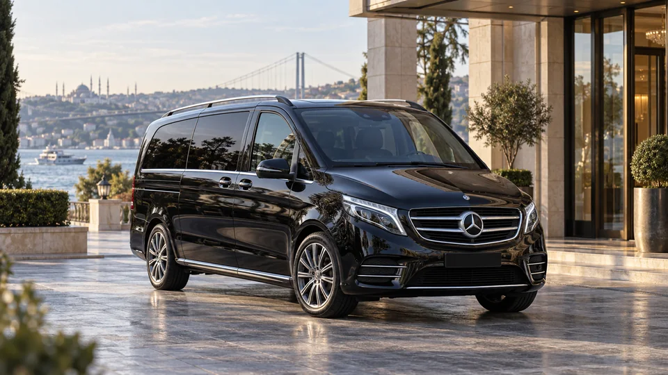 İstanbul'da özel ulaşım için siyah Mercedes V-Class — temsili görsel